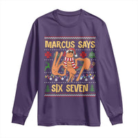 Funny Gen Z Alpha Ugly Christmas Gift Long Sleeve Shirt Marcus Says Six Seven - Wonder Print Shop