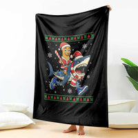 Funny Tung Tung Sahur Riding Tralala Throw Blanket Ugly Chritstmas Italian Brainrot Meme - Wonder Print Shop