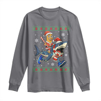 Funny Tung Tung Sahur Riding Tralala Long Sleeve Shirt Ugly Chritstmas Italian Brainrot Meme - Wonder Print Shop