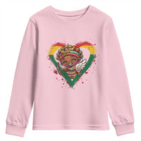 Cute Black Cupid Youth Sweatshirt Melanin Pride Valentines Day Gift - Wonder Print Shop