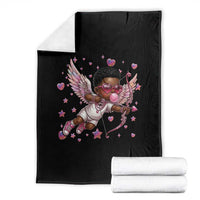 Cute Black Cupid Throw Blanket African American Valentines Day Gift - Wonder Print Shop
