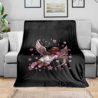 Cute Black Cupid Throw Blanket African American Valentines Day Gift - Wonder Print Shop