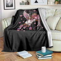 Cute Black Cupid Throw Blanket African American Valentines Day Gift - Wonder Print Shop