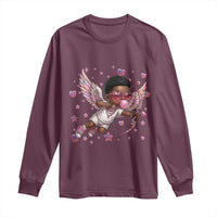 Cute Black Cupid Long Sleeve Shirt African American Valentines Day Gift - Wonder Print Shop