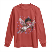 Cute Black Cupid Long Sleeve Shirt African American Valentines Day Gift - Wonder Print Shop