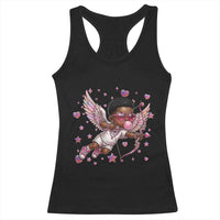 Cute Black Cupid Racerback Tank Top African American Valentines Day Gift - Wonder Print Shop