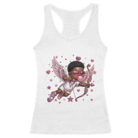 Cute Black Cupid Racerback Tank Top African American Valentines Day Gift - Wonder Print Shop
