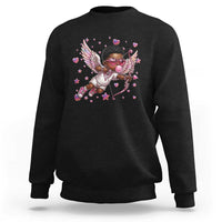 Cute Black Cupid Sweatshirt African American Valentines Day Gift - Wonder Print Shop