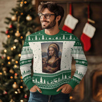 Funny Black Mona Lisa Ugly Christmas Sweater Melanin Queen Black History Month - Wonder Print Shop