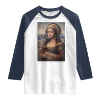 Funny Black Mona Lisa Raglan Shirt Melanin Queen Black History Month - Wonder Print Shop
