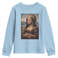 Funny Black Mona Lisa Youth Sweatshirt Melanin Queen Black History Month - Wonder Print Shop