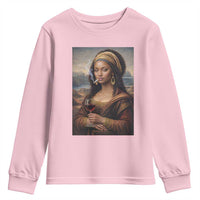 Funny Black Mona Lisa Youth Sweatshirt Melanin Queen Black History Month - Wonder Print Shop