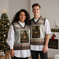 Black Mona Lisa African American V-Neck Knit Sweater Vest Black History Month - Wonder Print Shop