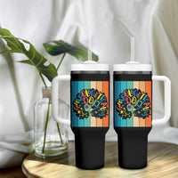 Black Girl Magic Pride Tumbler With Handle Unapologetically Dope Retro Sunset - Wonder Print Shop
