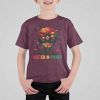 Melanin Queen Rooted In Power T Shirt For Kid African American Afro Tree Of Life - Wonder Print Shop