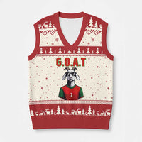 Siuuuu Goat Soccer Celebration V-Neck Knit Sweater Vest Gift For Fans