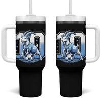 Number Ten The Goat Of Football Fans Tumbler With Handle Soccer Lover Gift