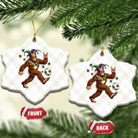 Funny Mardi Gras Bigfoot Playing Soccer Ceramic Ornament Football Fan Gift