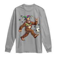 Funny Mardi Gras Bigfoot Playing Soccer Long Sleeve Shirt Football Fan Gift