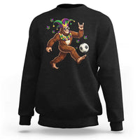 Funny Mardi Gras Bigfoot Playing Soccer Sweatshirt Football Fan Gift