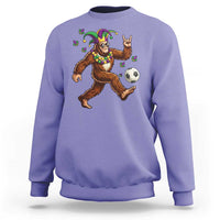 Funny Mardi Gras Bigfoot Playing Soccer Sweatshirt Football Fan Gift