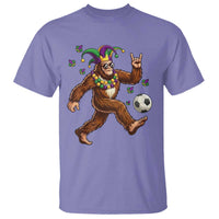 Funny Mardi Gras Bigfoot Playing Soccer T Shirt Football Fan Gift