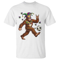 Funny Mardi Gras Bigfoot Playing Soccer T Shirt Football Fan Gift