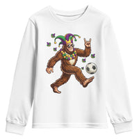 Funny Mardi Gras Bigfoot Playing Soccer Youth Sweatshirt Football Fan Gift