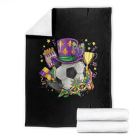 Mardi Gras Soccer Ball Throw Blanket Funny Soccer Player Gift