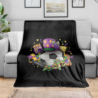 Mardi Gras Soccer Ball Throw Blanket Funny Soccer Player Gift