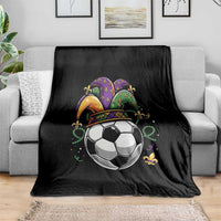 Mardi Gras Soccer Ball Throw Blanket Funny Louisiana Carnival Sports Gift