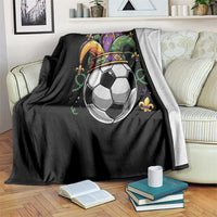 Mardi Gras Soccer Ball Throw Blanket Funny Louisiana Carnival Sports Gift