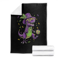 Funny Mardi Gras Dinosaur Playing Soccer Throw Blanket