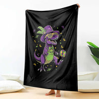 Funny Mardi Gras Dinosaur Playing Soccer Throw Blanket