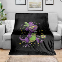 Funny Mardi Gras Dinosaur Playing Soccer Throw Blanket