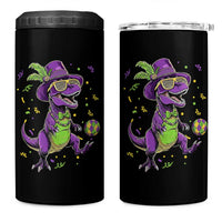 Funny Mardi Gras Dinosaur Playing Soccer 4 in 1 Can Cooler Tumbler