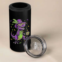 Funny Mardi Gras Dinosaur Playing Soccer 4 in 1 Can Cooler Tumbler