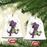Funny Mardi Gras Dinosaur Playing Soccer Ceramic Ornament