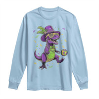 Funny Mardi Gras Dinosaur Playing Soccer Long Sleeve Shirt