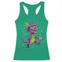 Funny Mardi Gras Dinosaur Playing Soccer Racerback Tank Top