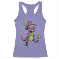 Funny Mardi Gras Dinosaur Playing Soccer Racerback Tank Top