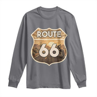 Vintage Motorcycle Road Trip Route Highway 66 Long Sleeve Shirt Open Road Adventure