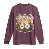 Vintage Motorcycle Road Trip Route Highway 66 Long Sleeve Shirt Open Road Adventure