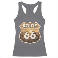 Vintage Motorcycle Road Trip Route Highway 66 Racerback Tank Top Open Road Adventure