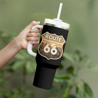 Vintage Motorcycle Road Trip Route Highway 66 Tumbler With Handle Open Road Adventure