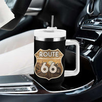 Vintage Motorcycle Road Trip Route Highway 66 Tumbler With Handle Open Road Adventure