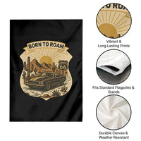 Vintage Muscle Car Route Highway 66 Garden Flag Born To Roam Road Trip