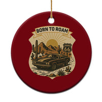 Vintage Muscle Car Route Highway 66 Ceramic Ornament Born To Roam Road Trip