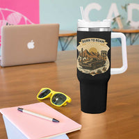 Vintage Muscle Car Route Highway 66 Tumbler With Handle Born To Roam Road Trip