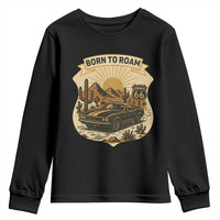 Vintage Muscle Car Route Highway 66 Youth Sweatshirt Born To Roam Road Trip